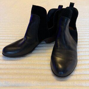 Real Leather Black Leather Lucky Brand Women's Belgon Ankle Boot | Size 7.5